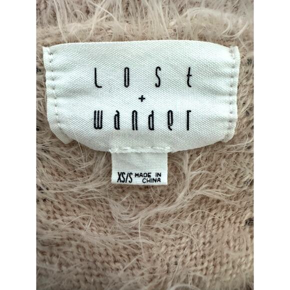 Lost + Wander Blush Pink Fuzzy Knit Sweater XS/S Soft Cozy Pullover - Picture 5 of 7